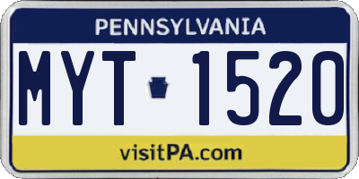 PA license plate MYT1520