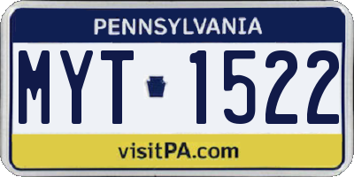PA license plate MYT1522