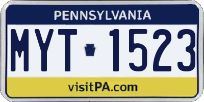 PA license plate MYT1523