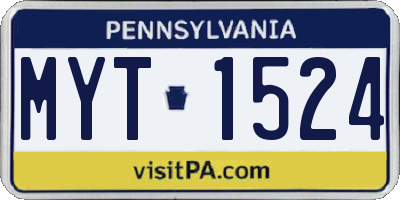 PA license plate MYT1524