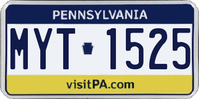 PA license plate MYT1525