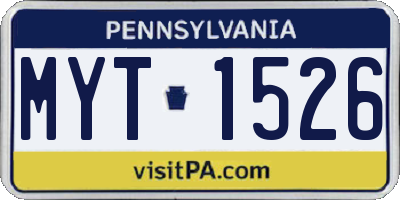 PA license plate MYT1526
