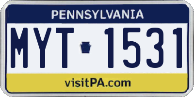 PA license plate MYT1531