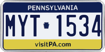 PA license plate MYT1534
