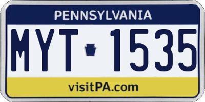 PA license plate MYT1535