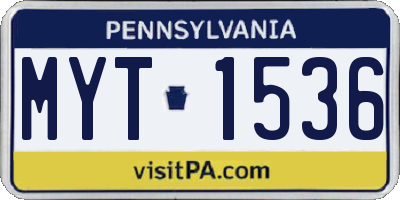 PA license plate MYT1536
