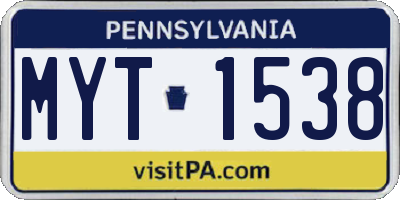 PA license plate MYT1538