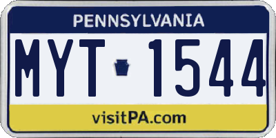 PA license plate MYT1544