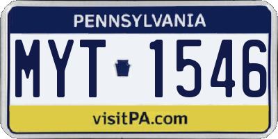 PA license plate MYT1546