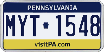 PA license plate MYT1548