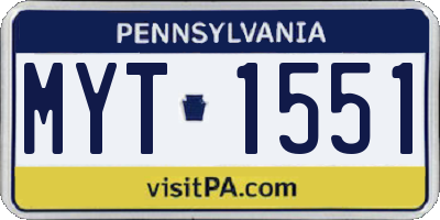 PA license plate MYT1551