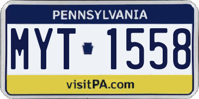 PA license plate MYT1558