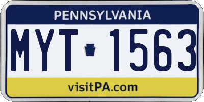 PA license plate MYT1563