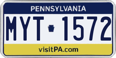 PA license plate MYT1572