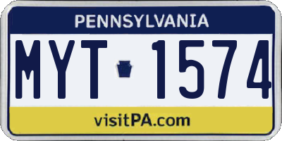 PA license plate MYT1574