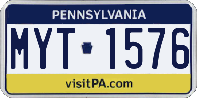PA license plate MYT1576