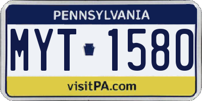 PA license plate MYT1580