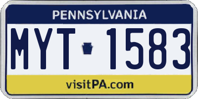 PA license plate MYT1583