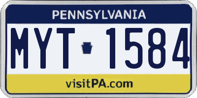 PA license plate MYT1584