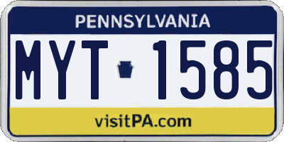 PA license plate MYT1585