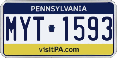 PA license plate MYT1593