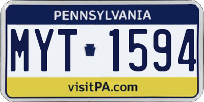 PA license plate MYT1594