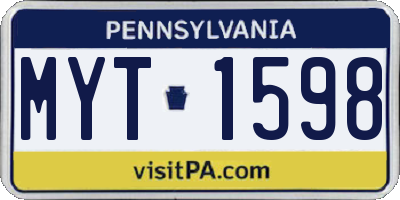 PA license plate MYT1598
