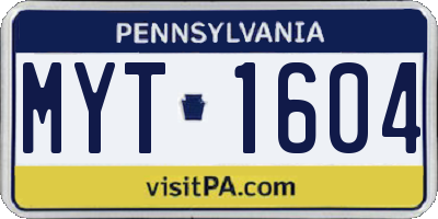 PA license plate MYT1604