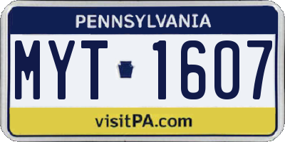 PA license plate MYT1607