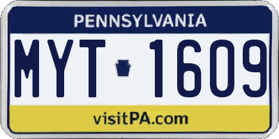 PA license plate MYT1609