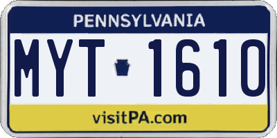 PA license plate MYT1610