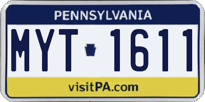 PA license plate MYT1611
