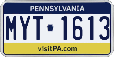 PA license plate MYT1613