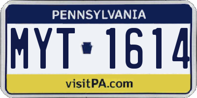 PA license plate MYT1614