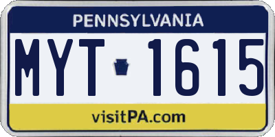 PA license plate MYT1615