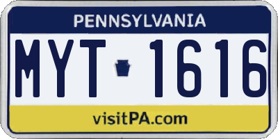 PA license plate MYT1616