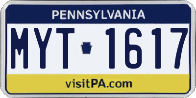 PA license plate MYT1617