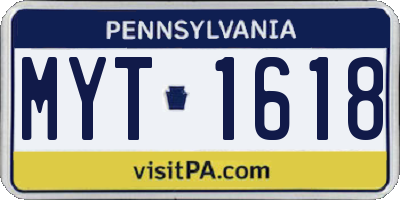 PA license plate MYT1618