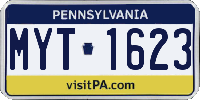 PA license plate MYT1623