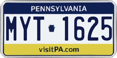 PA license plate MYT1625