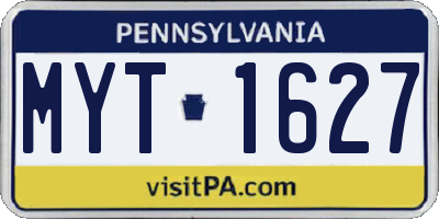 PA license plate MYT1627
