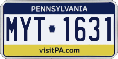 PA license plate MYT1631