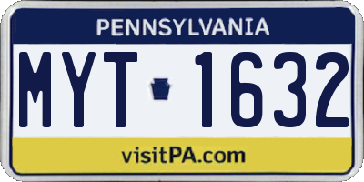 PA license plate MYT1632