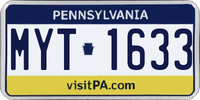 PA license plate MYT1633