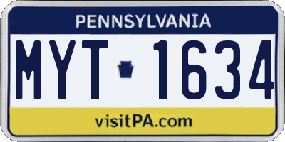 PA license plate MYT1634
