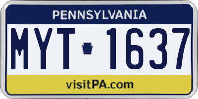 PA license plate MYT1637