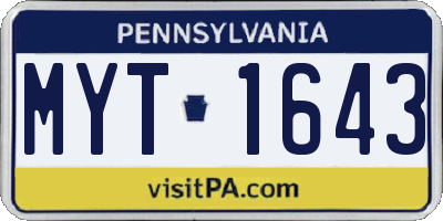 PA license plate MYT1643