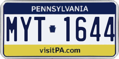 PA license plate MYT1644