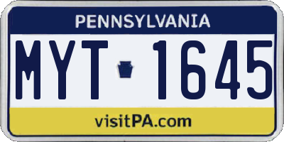 PA license plate MYT1645