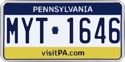 PA license plate MYT1646